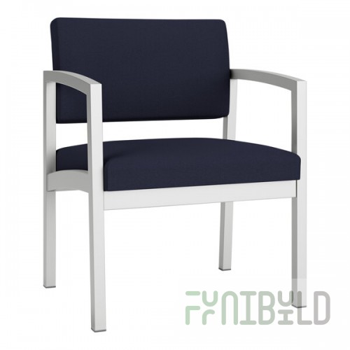 Lesro Lenox Steel Open House Navy Fabric Oversized Guest Arm Chair