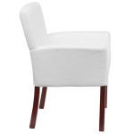 Flash Furniture BT-353-WH-GG White Leather Executive Side / Reception Chair with Mahogany Legs Flash Furniture BT-353-WH-GG White Leather Executive Side / Reception Chair with Mahogany Legs