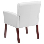Flash Furniture BT-353-WH-GG White Leather Executive Side / Reception Chair with Mahogany Legs Flash Furniture BT-353-WH-GG White Leather Executive Side / Reception Chair with Mahogany Legs