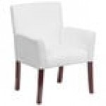 Flash Furniture BT-353-WH-GG White Leather Executive Side / Reception Chair with Mahogany Legs Flash Furniture BT-353-WH-GG White Leather Executive Side / Reception Chair with Mahogany Legs
