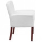 Flash Furniture BT-353-WH-GG White Leather Executive Side / Reception Chair with Mahogany Legs Flash Furniture BT-353-WH-GG White Leather Executive Side / Reception Chair with Mahogany Legs