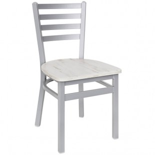 BFM Seating Lima Silver Mist Steel Customizable Ladder Back Side Chair with Relic Antique Wash Seat BFM Seating Lima Silver Mist Steel Customizable Ladder Back Side Chair with Relic Antique Wash Seat