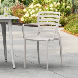 Lancaster Table & Seating Sol Cool Oyster Gray Resin Arm Chair Lancaster Table & Seating Sol Cool Oyster Gray Resin Arm Chair
