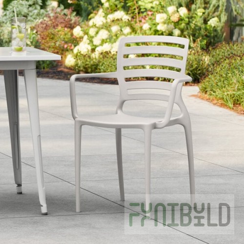 Lancaster Table & Seating Sol Cool Oyster Gray Resin Arm Chair