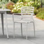 Lancaster Table & Seating Sol Cool Oyster Gray Resin Arm Chair Lancaster Table & Seating Sol Cool Oyster Gray Resin Arm Chair