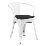 Lancaster Table & Seating Alloy Pearl White Outdoor Arm Chair with Black Fabric Magnetic Cushion Lancaster Table & Seating Alloy Pearl White Outdoor Arm Chair with Black Fabric Magnetic Cushion