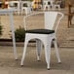Lancaster Table & Seating Alloy Pearl White Outdoor Arm Chair with Black Fabric Magnetic Cushion Lancaster Table & Seating Alloy Pearl White Outdoor Arm Chair with Black Fabric Magnetic Cushion