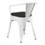 Lancaster Table & Seating Alloy Pearl White Outdoor Arm Chair with Black Fabric Magnetic Cushion Lancaster Table & Seating Alloy Pearl White Outdoor Arm Chair with Black Fabric Magnetic Cushion