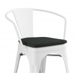 Lancaster Table & Seating Alloy Pearl White Outdoor Arm Chair with Black Fabric Magnetic Cushion Lancaster Table & Seating Alloy Pearl White Outdoor Arm Chair with Black Fabric Magnetic Cushion