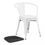 Lancaster Table & Seating Alloy Pearl White Outdoor Arm Chair with Black Fabric Magnetic Cushion Lancaster Table & Seating Alloy Pearl White Outdoor Arm Chair with Black Fabric Magnetic Cushion
