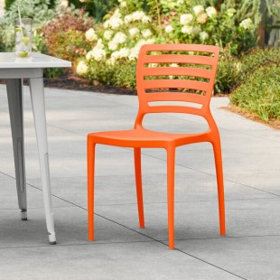 Lancaster Table & Seating Sol Sunset Orange Resin Side Chair Lancaster Table & Seating Sol Sunset Orange Resin Side Chair