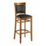 Lancaster Table & Seating Sofia Vintage Finish Wood Bar Stool with Black Vinyl Seat