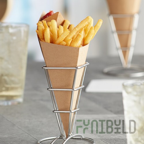 Carnival King 10 oz. Kraft Square Cardboard Fry Cone - 500/Case