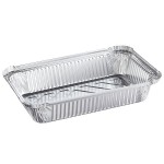 Choice 2 lb. Oblong Foil Take-Out Container with Dome Lid - 250/Case
