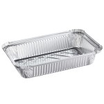 Choice 2 lb. Oblong Foil Take-Out Container with Dome Lid - 250/Case