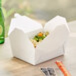 Choice White Microwavable Folded Paper #4 Take-Out Customizable Container 7 3/4 Choice White Microwavable Folded Paper #4 Take-Out Customizable Container 7 3/4