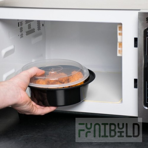 Pactiv Newspring NC729B 32 oz. Black VERSAtainer Round Microwavable Container with Lid - 150/Case