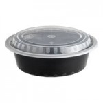 Pactiv Newspring NC729B 32 oz. Black VERSAtainer Round Microwavable Container with Lid - 150/Case