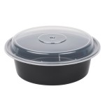 Pactiv Newspring NC729B 32 oz. Black VERSAtainer Round Microwavable Container with Lid - 150/Case
