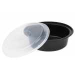 Pactiv Newspring NC729B 32 oz. Black VERSAtainer Round Microwavable Container with Lid - 150/Case