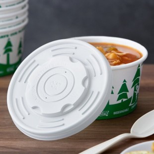 EcoChoice 12-32 oz. PLA Compostable Plastic Food Cup Vented Lid - 25/Pack