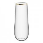 Visions Dynasty 12 oz. Clear Plastic Stemless Wine Glass with Gold Rim - 64/Case