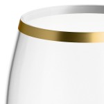 Visions Dynasty 12 oz. Clear Plastic Stemless Wine Glass with Gold Rim - 64/Case