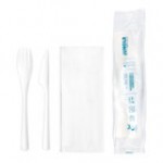 Jungle Bloom Dark Green No PFAS Added Compostable CPLA Plastic Cutlery Pack - 250/Case Jungle Bloom Dark Green No PFAS Added Compostable CPLA Plastic Cutlery Pack - 250/Case