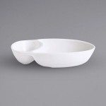 Corona by GET Enterprises PA1101439712 Actualite 16.9 oz. Bright White Porcelain Two-Compartment Chip and Dip Dish - 12/Case Corona by GET Enterprises PA1101439712 Actualite 16.9 oz. Bright White Porcelain Two-Compartment Chip and Dip Dish - 12/Case