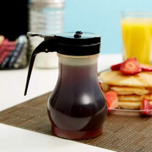 TableCraft PP410BK 10 oz. Polypropylene Teardrop Syrup Dispenser with Black ABS Top - 12/Pack TableCraft PP410BK 10 oz. Polypropylene Teardrop Syrup Dispenser with Black ABS Top - 12/Pack