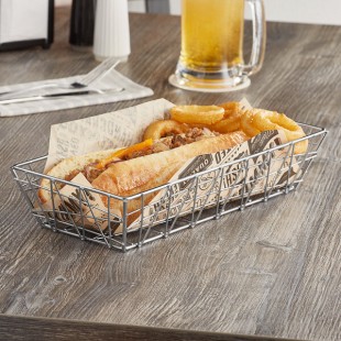 American Metalcraft ROC1362 Chrome Zorro Rectangular Basket - 13 American Metalcraft ROC1362 Chrome Zorro Rectangular Basket - 13