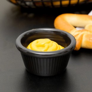 Carlisle 2 oz. Black Fluted Melamine Ramekin - 48/Case