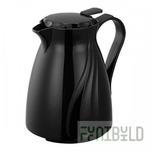 Service Ideas Twist 'N' Serv 20.2 oz. Black Plastic Insulated Coffee Carafe / Server with Push-Button Lid TNSPB06BL