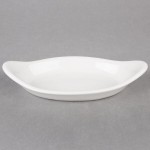 Hall China from Steelite International HL5200ABWA 6 oz. Oval Bright White China Rarebit / Au Gratin Dish - 24/Case Hall China from Steelite International HL5200ABWA 6 oz. Oval Bright White China Rarebit / Au Gratin Dish - 24/Case