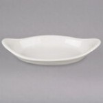 Hall China from Steelite International HL5200ABWA 6 oz. Oval Bright White China Rarebit / Au Gratin Dish - 24/Case Hall China from Steelite International HL5200ABWA 6 oz. Oval Bright White China Rarebit / Au Gratin Dish - 24/Case