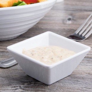 Elite Global Solutions DB3SQ-W Squared 3 oz. White Square Melamine Bowl - 6/Case