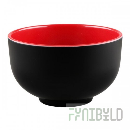 Elite Global Solutions JW4432T Karma 24 oz. Black and Red Round Two-Tone Melamine Bowl - 6/Case