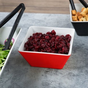 Vollrath V2220240 1.5 Qt. Red / White Medium Square Melamine Bowl