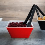 Vollrath V2220240 1.5 Qt. Red / White Medium Square Melamine Bowl