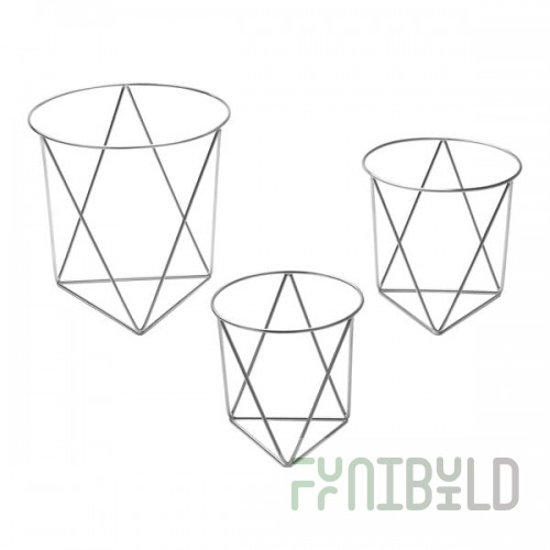 American Metalcraft 3-Piece Stainless Steel Metal Geometric Pizza Stand Set