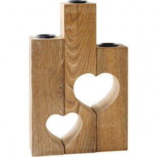 Kalalou Reclaimed Wooden Heart Taper Candle Holder Kalalou Reclaimed Wooden Heart Taper Candle Holder
