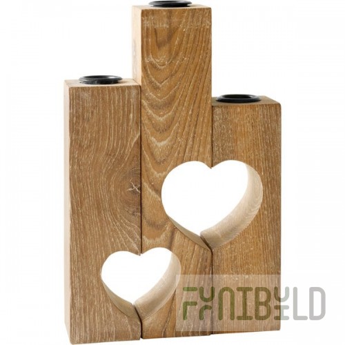 Kalalou Reclaimed Wooden Heart Taper Candle Holder