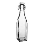 Acopa 19 oz. Customizable Clear Glass Bottle with Wire Bail Swing Top Lid - 12/Case