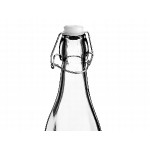 Acopa 19 oz. Customizable Clear Glass Bottle with Wire Bail Swing Top Lid - 12/Case