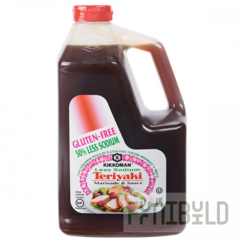 Kikkoman .5 Gallon Less Sodium Gluten-Free Teriyaki Marinade and Sauce - 6/Case