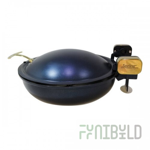 Spring USA Seasons 4 Qt. Round Sapphire Stainless Steel Induction Chafer with Gold Accents 2382-497/36