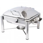 Eastern Tabletop 3935CP Crown 8 Qt. Rectangular Copper Coated Stainless Steel Induction Chafer with Hinged Dome Cover