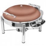 Eastern Tabletop 3935CP Crown 8 Qt. Rectangular Copper Coated Stainless Steel Induction Chafer with Hinged Dome Cover