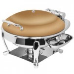Eastern Tabletop 3935CP Crown 8 Qt. Rectangular Copper Coated Stainless Steel Induction Chafer with Hinged Dome Cover