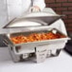 Vollrath 49520 9 Qt. Maximillian Steel Rectangular Chafer Full Size with Stainless Steel Accents